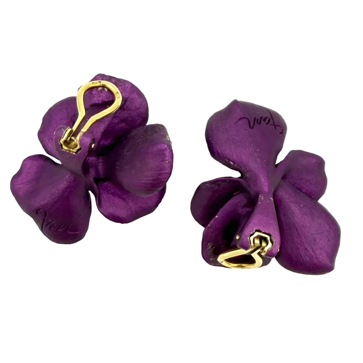Boucles d'oreilles Clips JAR "Pansy" en or jaune et aluminium - Castafiore