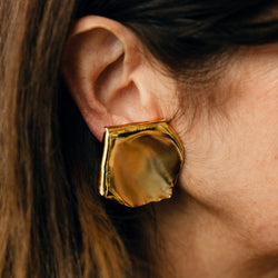 Boucles d'oreilles Clips JAR "Pétales" en aluminium et or jaune - Castafiore