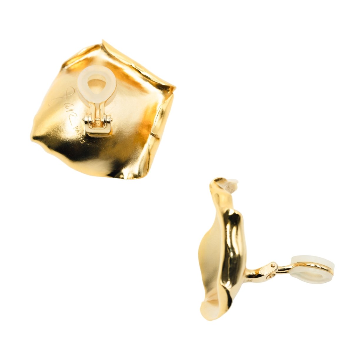 Boucles d'oreilles Clips JAR "Pétales" en aluminium et or jaune - Castafiore