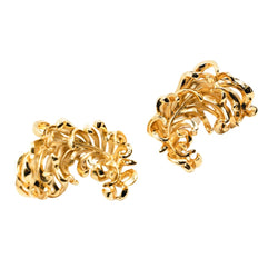 Boucles d'oreilles Clips JAR "Plumes" en aluminium et or jaune - Castafiore
