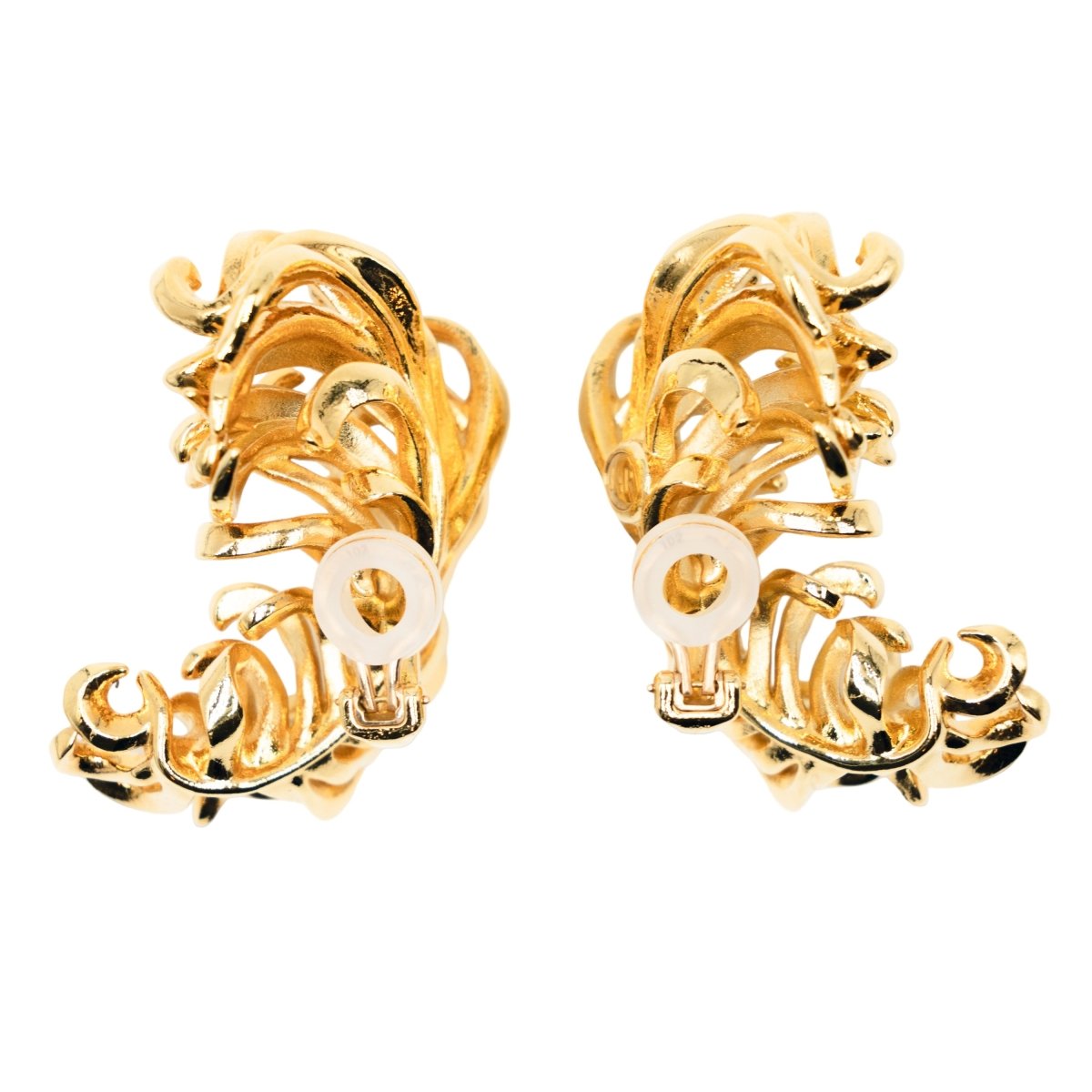 Boucles d'oreilles Clips JAR "Plumes" en aluminium et or jaune - Castafiore