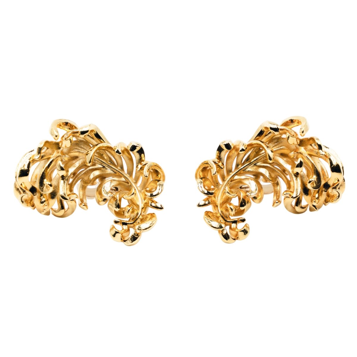 Boucles d'oreilles Clips JAR "Plumes" en aluminium et or jaune - Castafiore