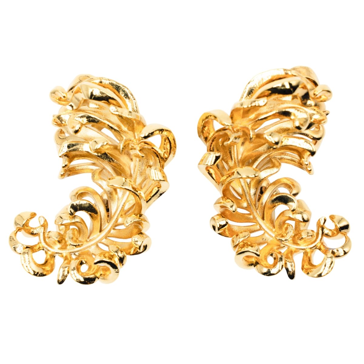 Boucles d'oreilles Clips JAR "Plumes" en aluminium et or jaune - Castafiore