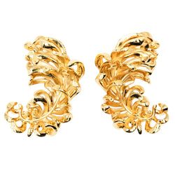 Boucles d'oreilles Clips JAR "Plumes" en aluminium et or jaune - Castafiore