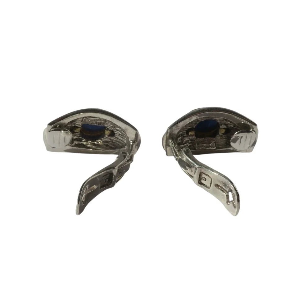Boucles d'oreilles Clips LALAOUNIS en or jaune, argent et saphirs - Castafiore