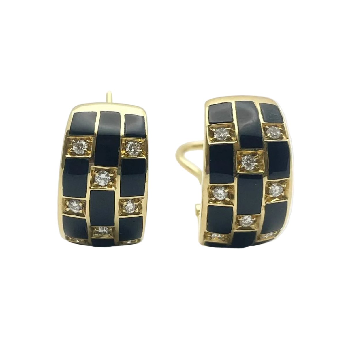 Boucles d'oreilles Clips LEO PIZZO en or jaune, émail et diamants - Castafiore