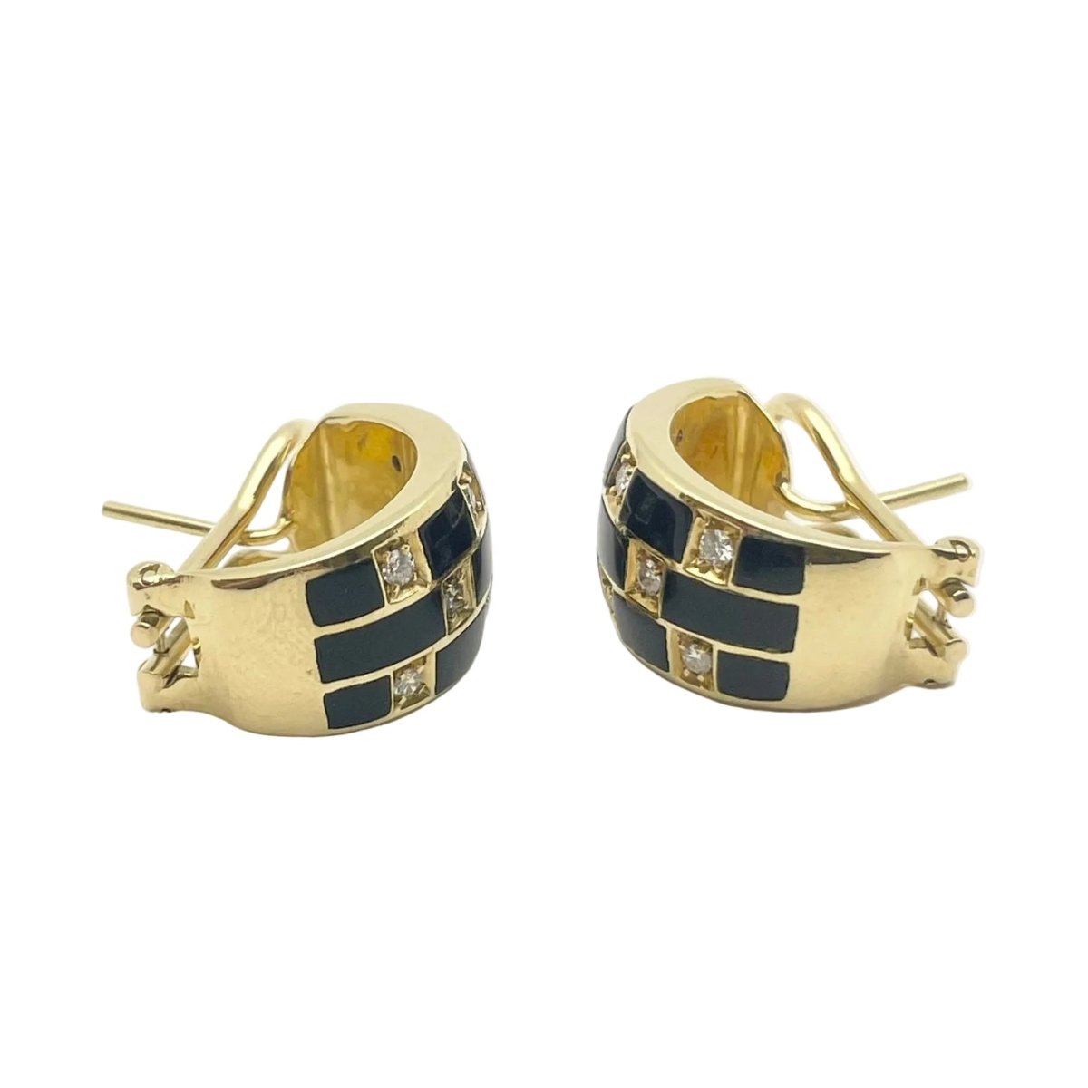 Boucles d'oreilles Clips LEO PIZZO en or jaune, émail et diamants - Castafiore