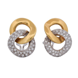 Boucles d'oreilles Clips LUNATI en or blanc, or jaune et diamants - Castafiore
