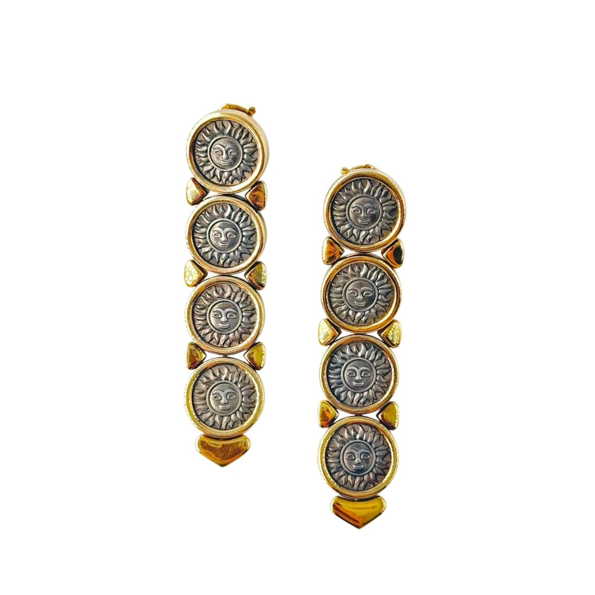 Boucles d'oreilles Clips MARINA B "Soleil" en or jaune et argent - Castafiore