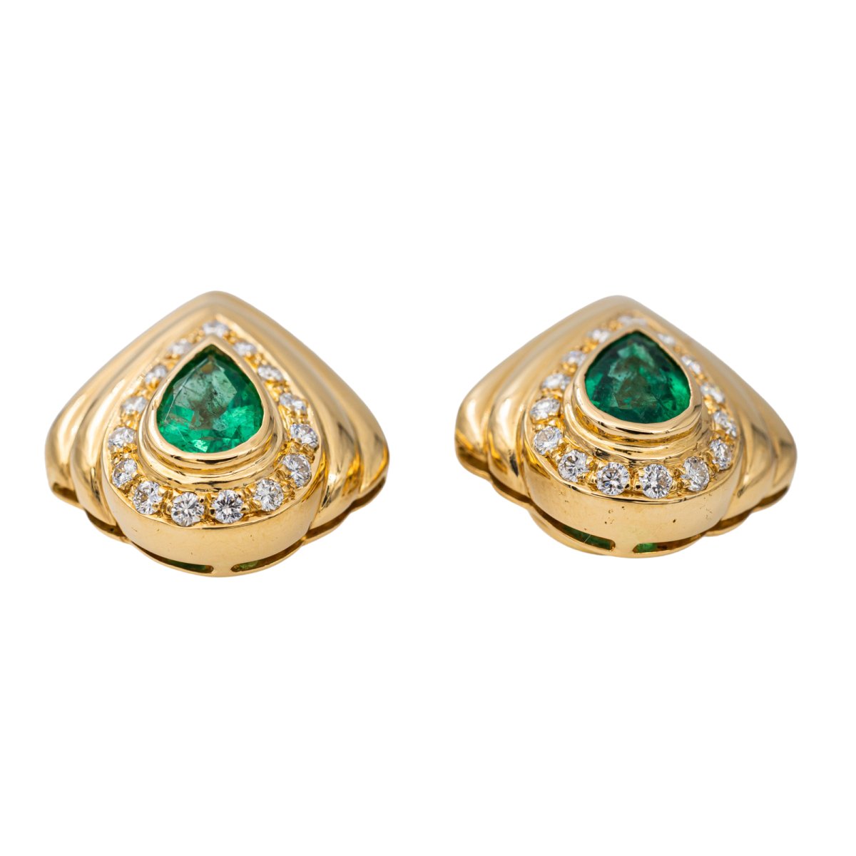 Boucles d'oreilles Clips Or jaune Emeraude - Castafiore