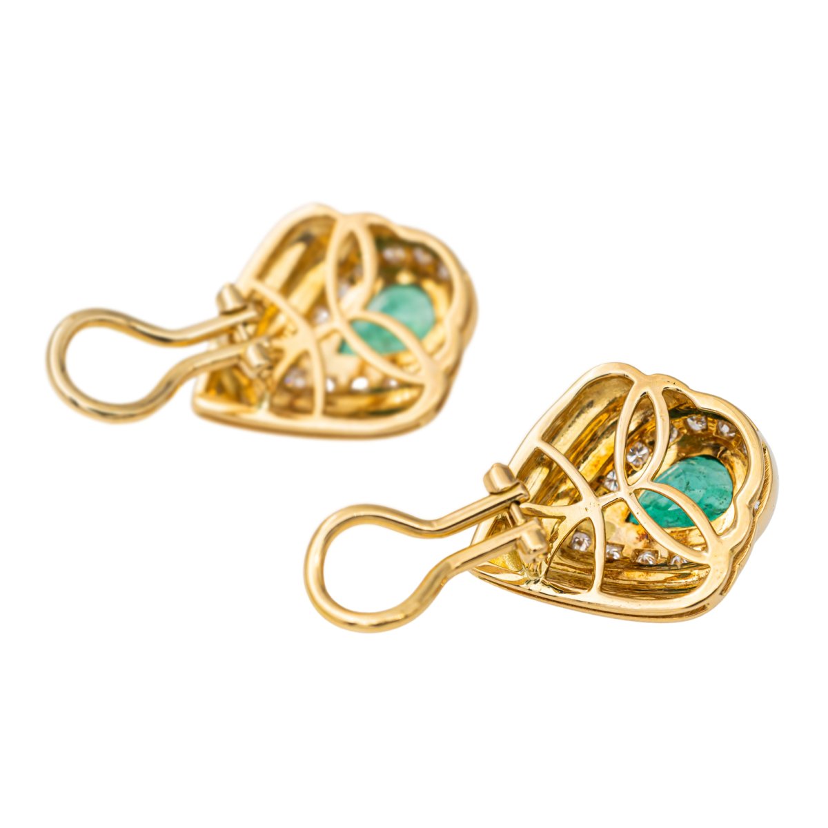 Boucles d'oreilles Clips Or jaune Emeraude - Castafiore