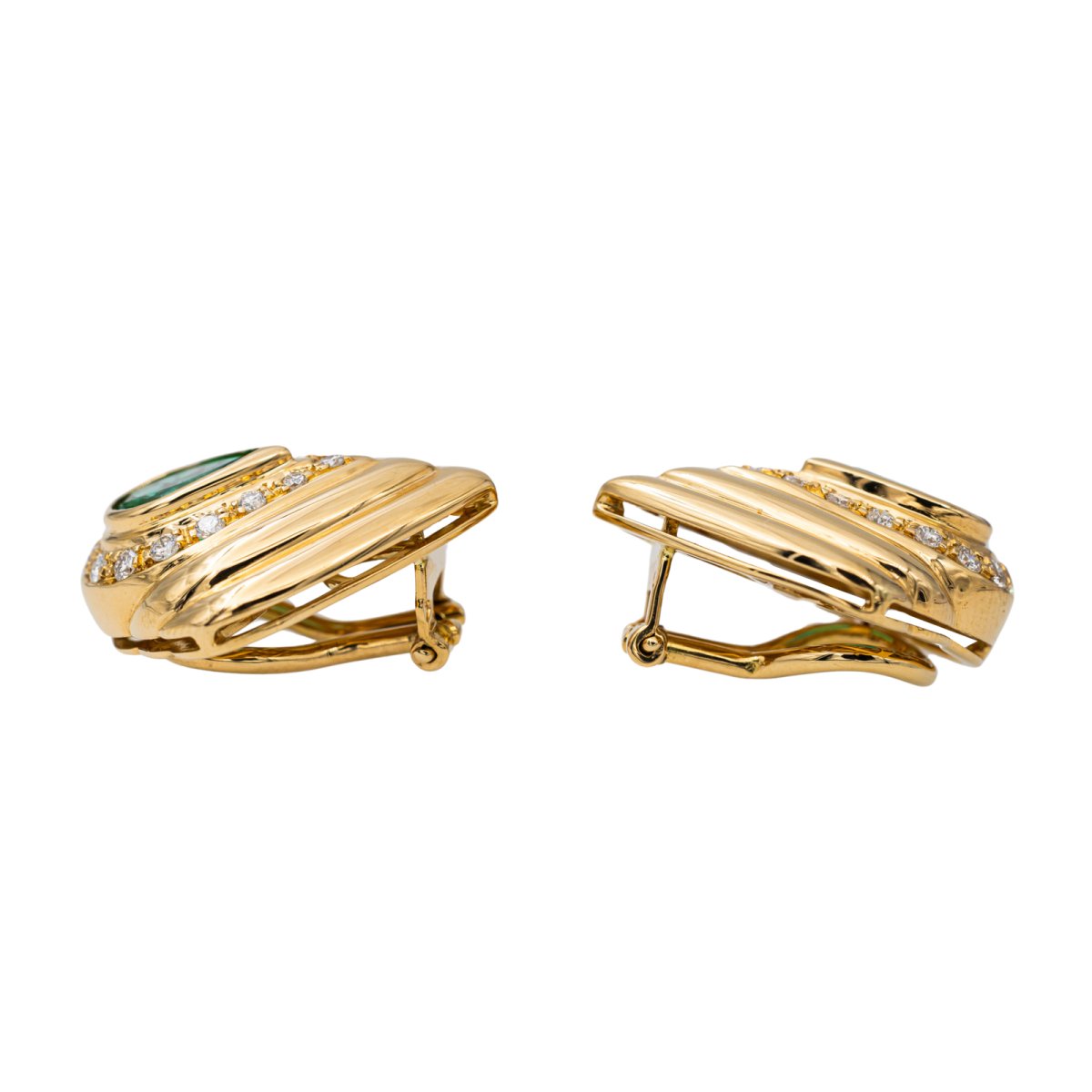 Boucles d'oreilles Clips Or jaune Emeraude - Castafiore