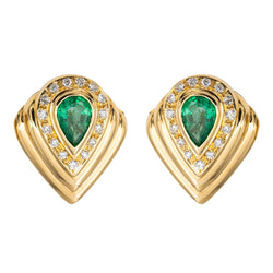 Boucles d'oreilles Clips Or jaune Emeraude - Castafiore