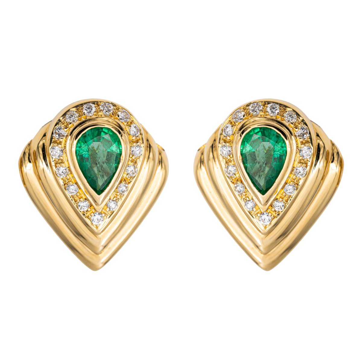 Boucles d'oreilles Clips Or jaune Emeraude - Castafiore