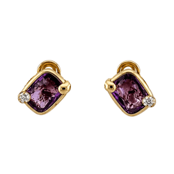 Boucles d'oreilles Clips POMELLATO en or jaune, améthyste et diamants - Castafiore
