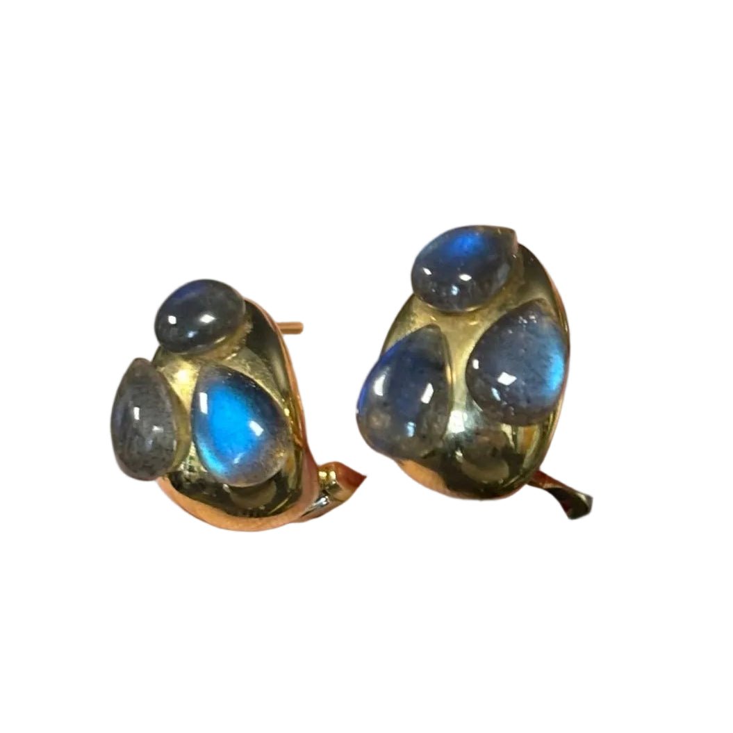 Boucles d'oreilles Clips POMELLATO en or jaune et labradorite - Castafiore