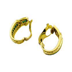 Boucles d'oreilles Clips VAN CLEEF & ARPELS "Ceinture" en or jaune, émeraudes et diamants - Castafiore