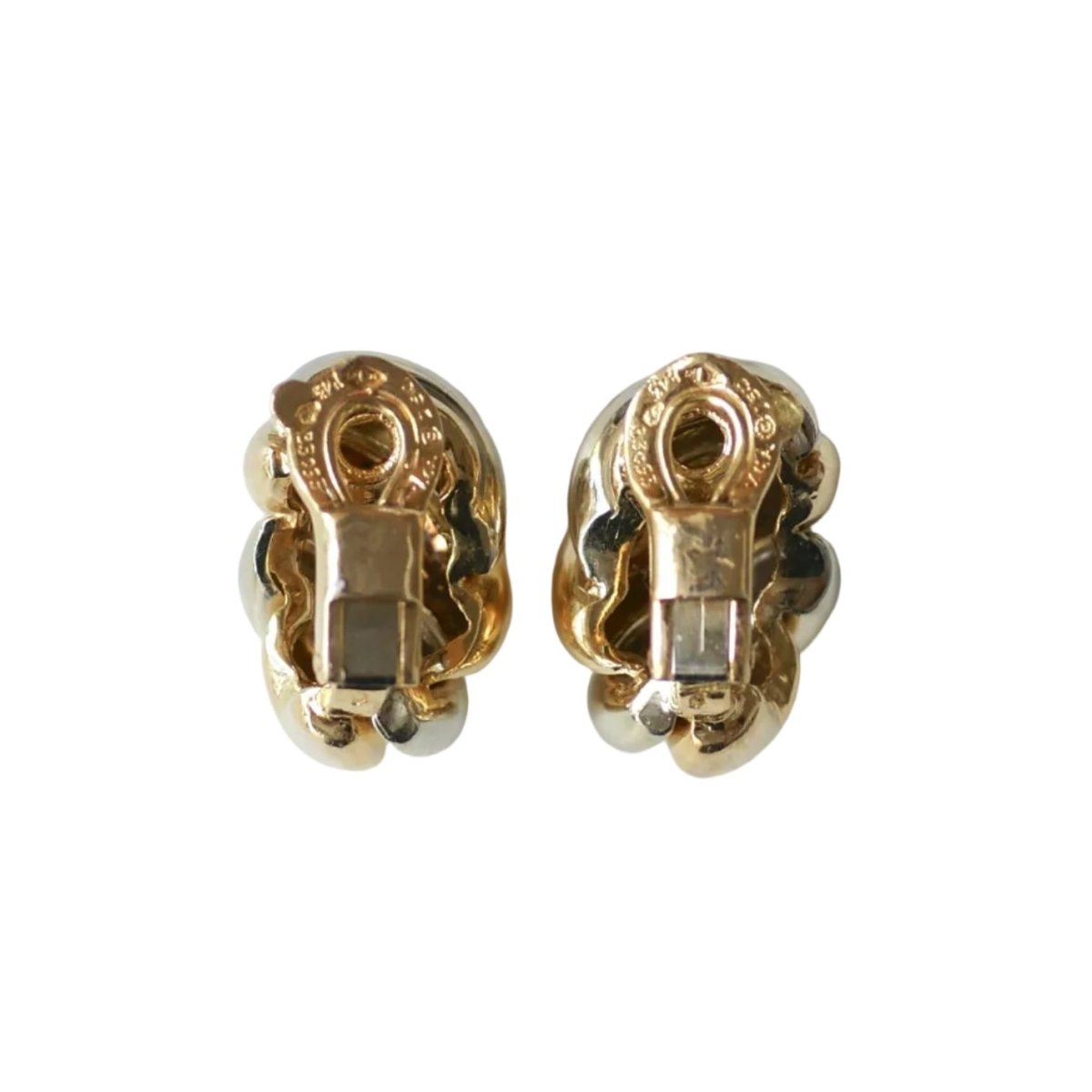Boucles d'oreilles Clips VAN CLEEF & ARPELS en or blanc et or jaune - Castafiore