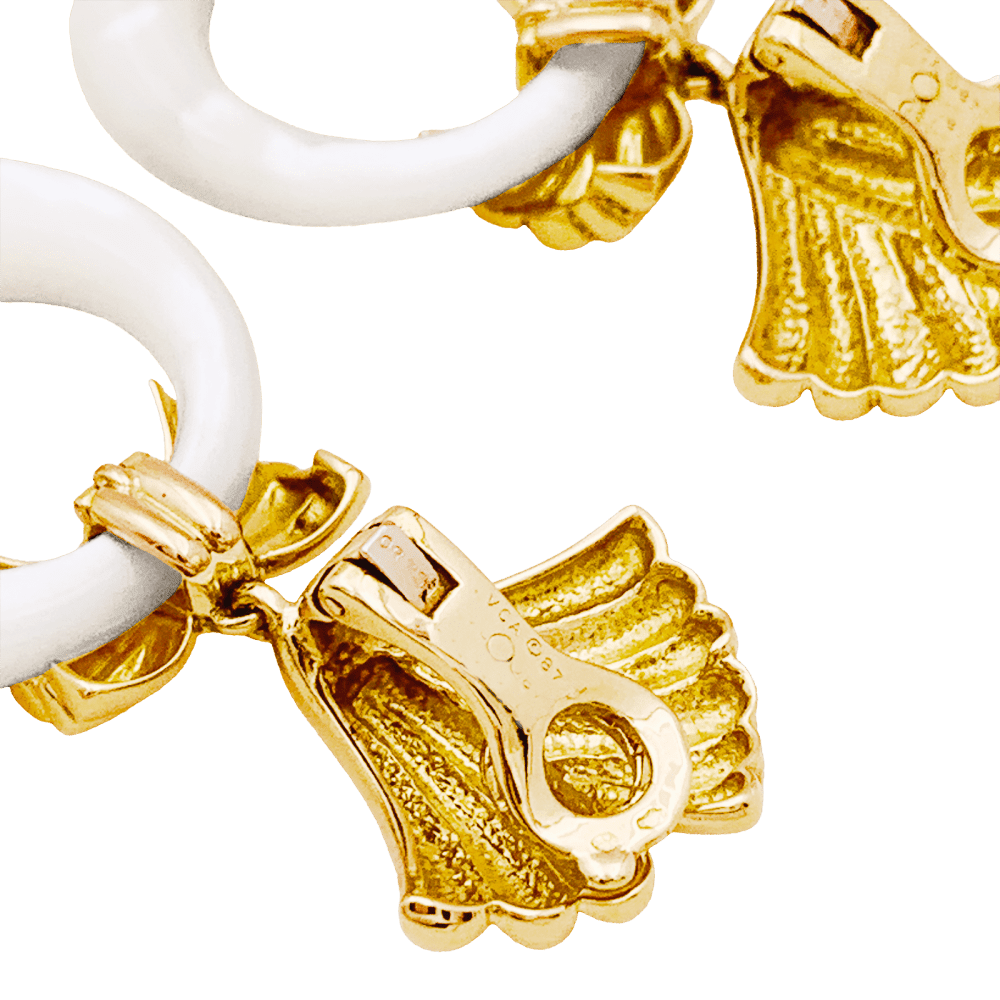 Boucles d'oreilles Clips VAN CLEEF & ARPELS en or jaune et pierres dures - Castafiore