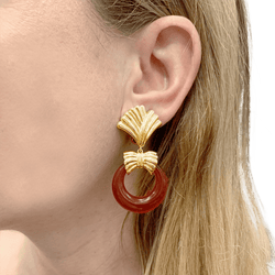 Boucles d'oreilles Clips VAN CLEEF & ARPELS en or jaune et pierres dures - Castafiore