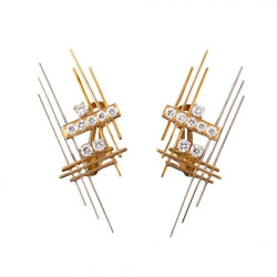 Boucles d'oreilles Clips WOLFERS en or jaune, platine et diamants - Castafiore