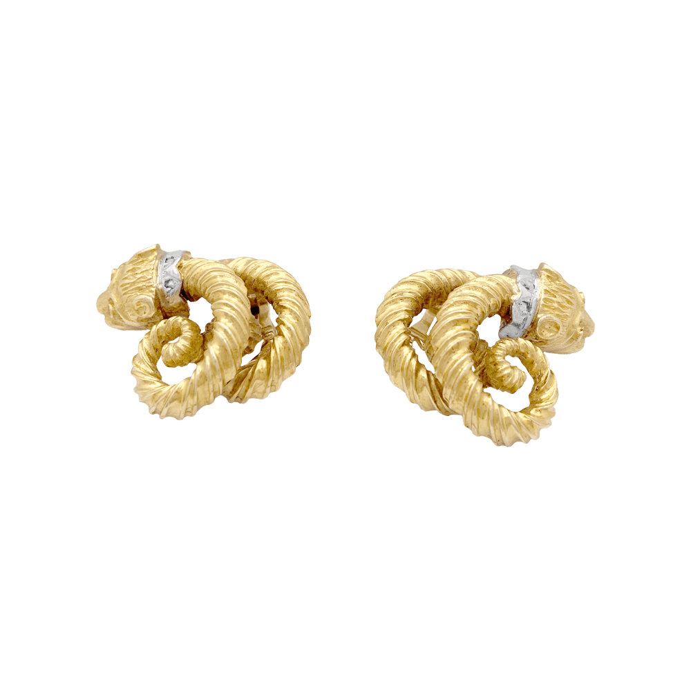Boucles d'oreilles Clips ZOLOTAS en or jaune, or blanc, rubis et diamants - Castafiore