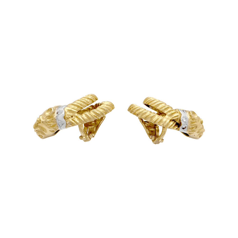 Boucles d'oreilles Clips ZOLOTAS en or jaune, or blanc, rubis et diamants - Castafiore