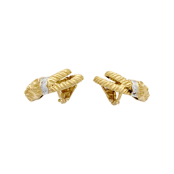 Boucles d'oreilles Clips ZOLOTAS en or jaune, or blanc, rubis et diamants - Castafiore
