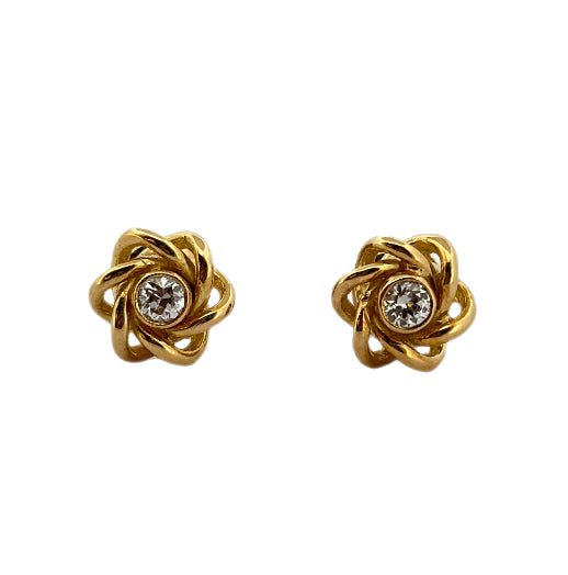 Boucles d'oreilles Clou en or jaune et diamant - Castafiore