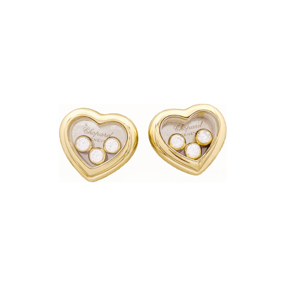 Boucles d'oreilles Clous CHOPARD "Happy Diamonds" en or jaune et diamants - Castafiore