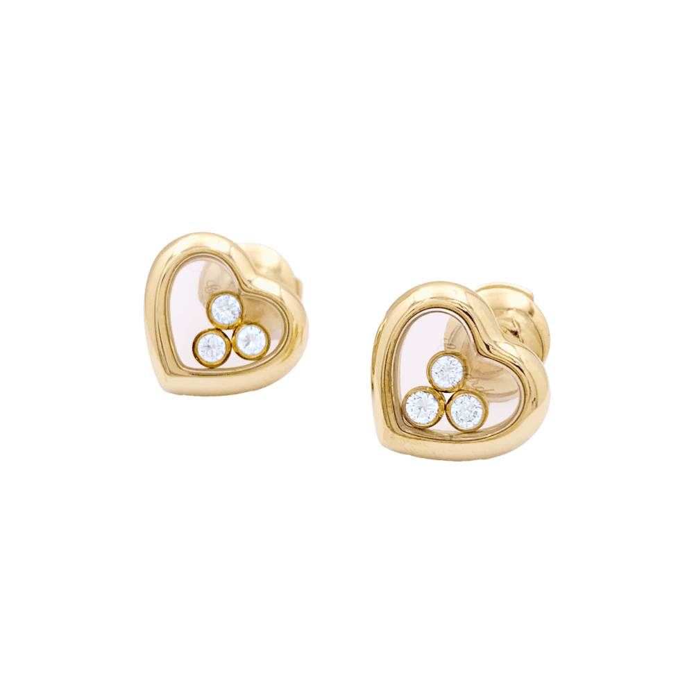 Boucles d'oreilles Clous CHOPARD "Happy Diamonds" en or jaune et diamants - Castafiore