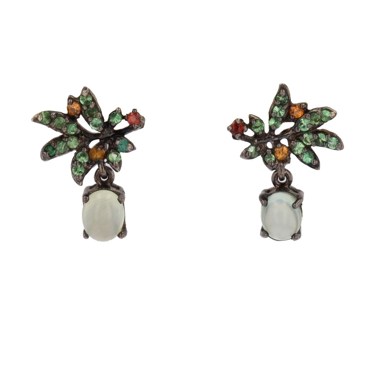 Boucles d'oreilles Clous en argent et grenats - Castafiore