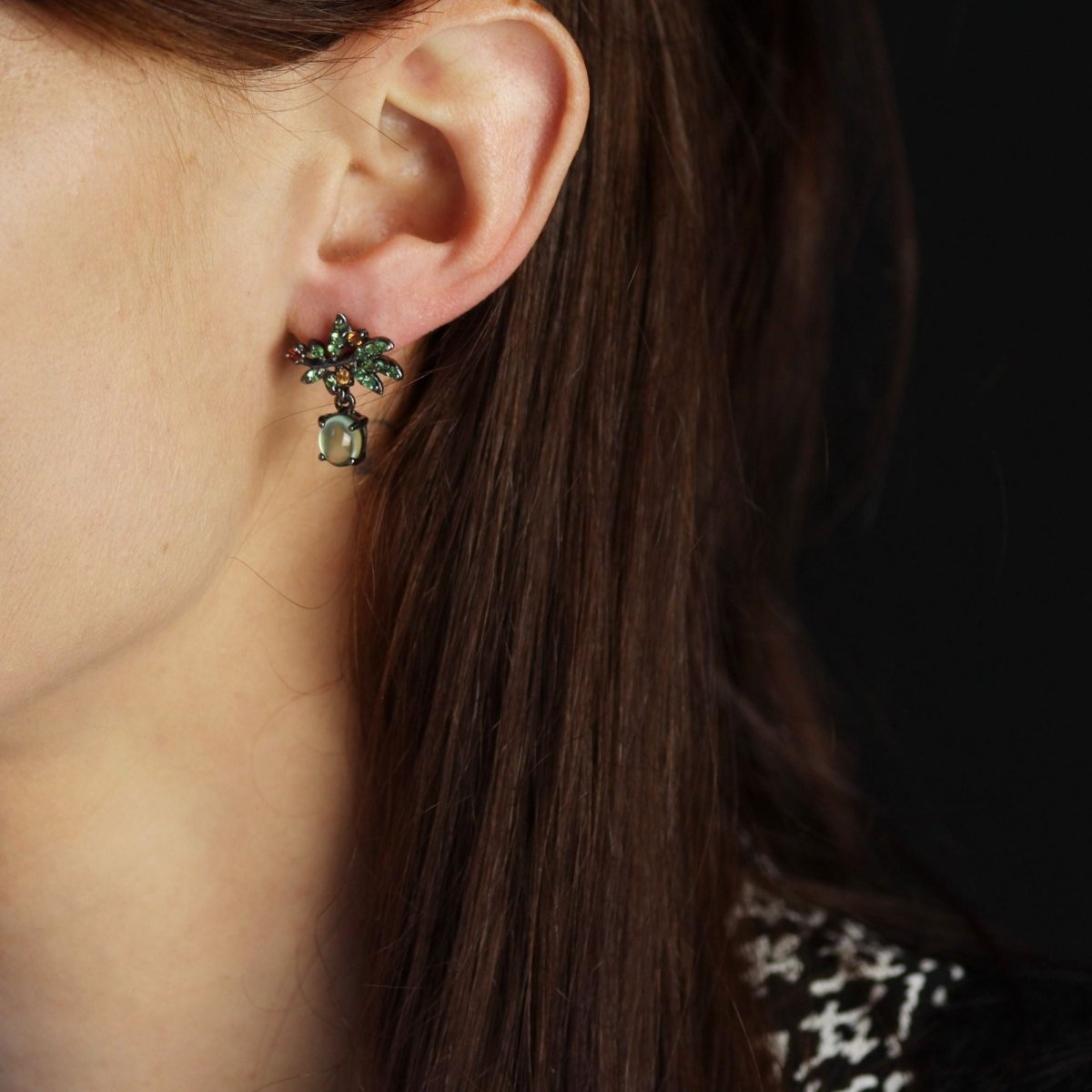 Boucles d'oreilles Clous en argent et grenats - Castafiore