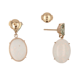 Boucles d'oreilles Clous en en or jaune, grenats et opales - Castafiore