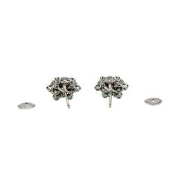 Boucles d'oreilles Clous en or blanc, émeraudes et diamants - Castafiore