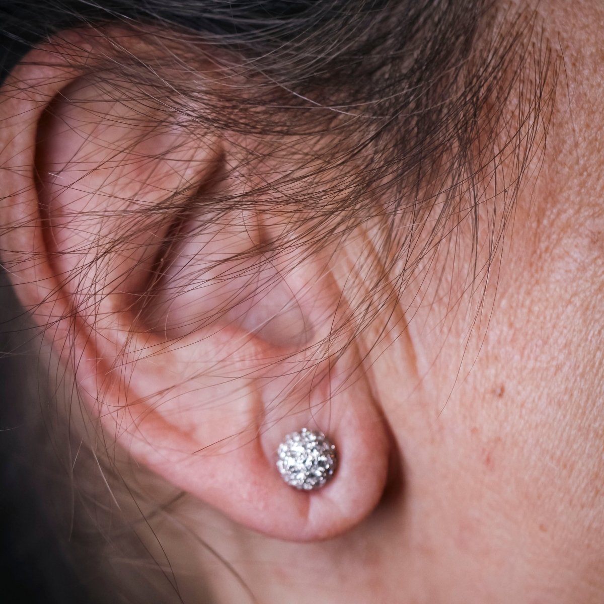 Boucles d'oreilles Clous en or blanc et diamants - Castafiore