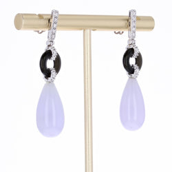 Boucles d'oreilles Clous en or blanc, onyx, jade et diamants - Castafiore