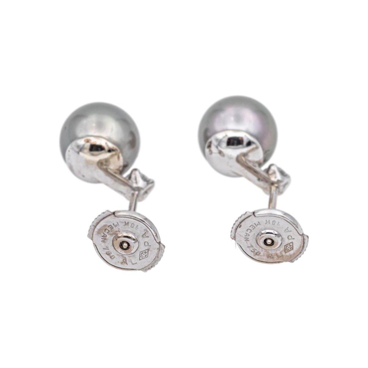 Boucles d'oreilles Clous en or blanc, perles et diamants - Castafiore