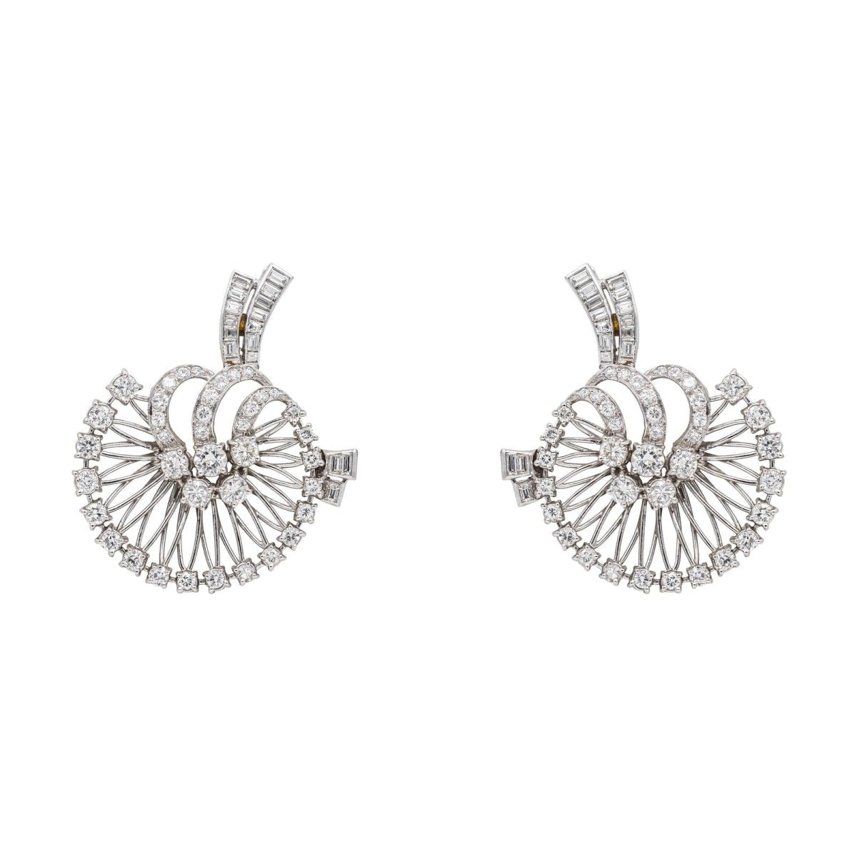 Boucles d'oreilles Clous en or blanc, platine et diamants - Castafiore