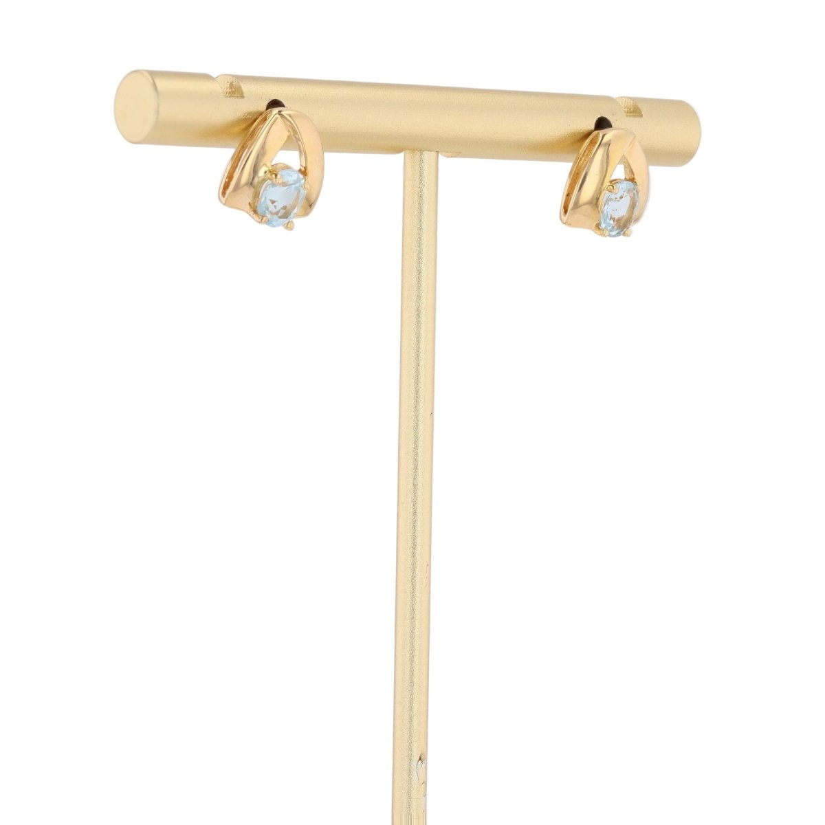 Boucles d'oreilles Clous en or jaune et aigue - marine - Castafiore