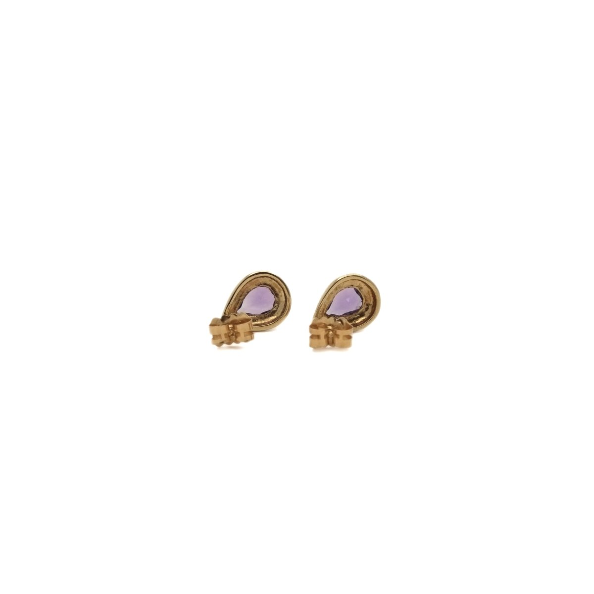 Boucles d'oreilles Clous en or jaune et améthyste - Castafiore