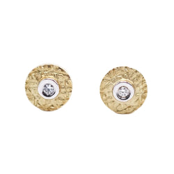 Boucles d'oreilles Clous en or jaune, or blanc et diamants - Castafiore