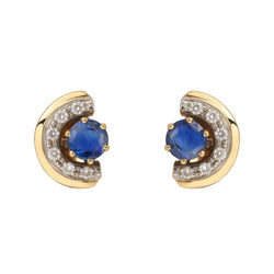 Boucles d'oreilles Clous en or jaune, saphirs et diamants - Castafiore