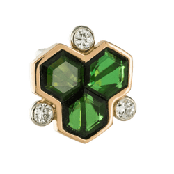 Boucles d'oreilles Clous en or jaune, tourmalines et diamants - Castafiore