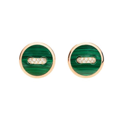 Boucles d'oreilles Clous POMELLATO "Pom Pom Dot" en or rose, malachites et diamants - Castafiore