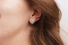 Boucles d'oreilles coeurs diamants en or jaune 18k - Castafiore