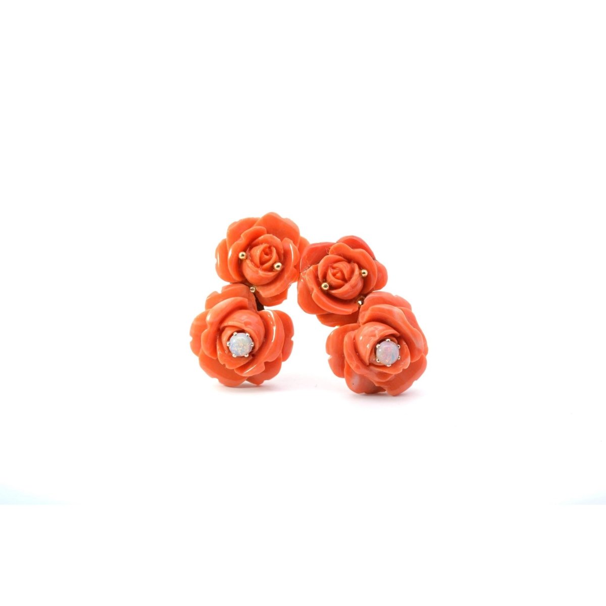 Boucles d'oreilles corail et opales - Castafiore