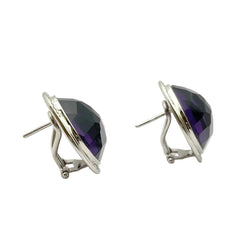 Boucles d'oreilles CREA en or blanc et diamants et améthystes - Castafiore