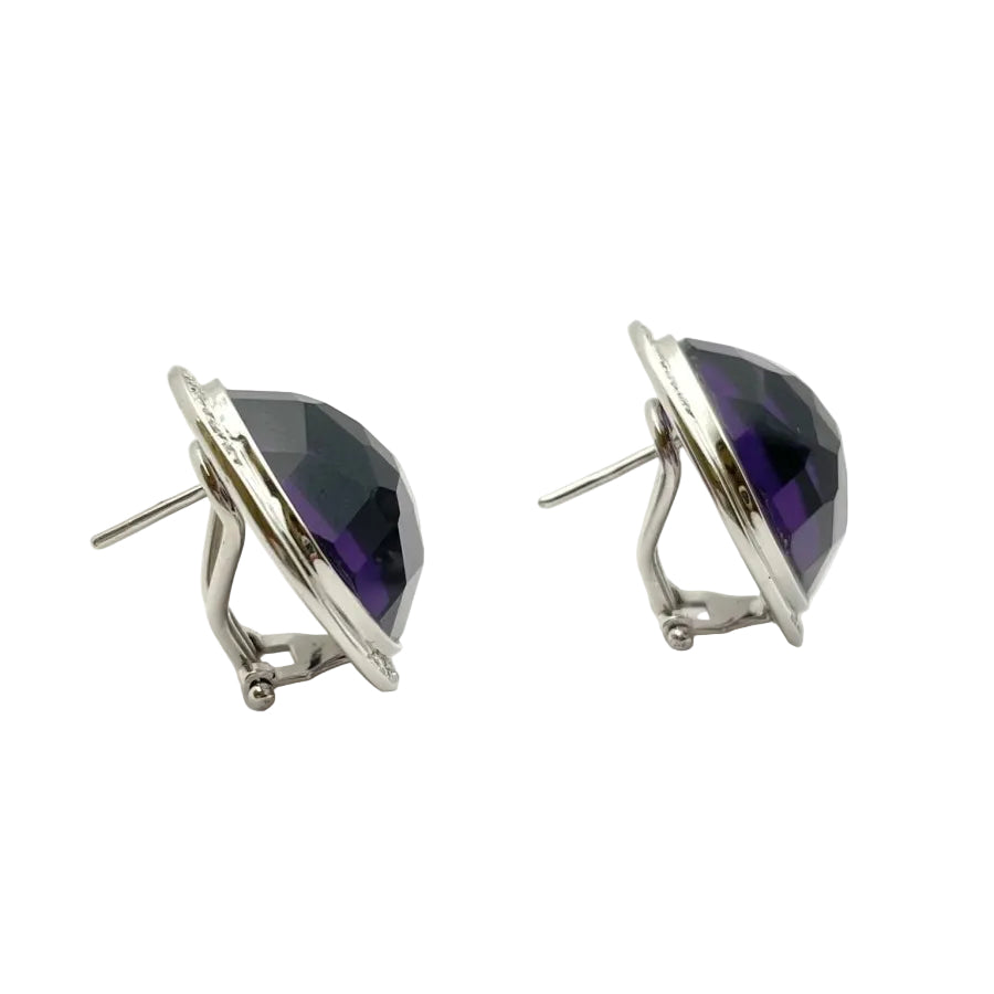 Boucles d'oreilles CREA en or blanc et diamants et améthystes - Castafiore