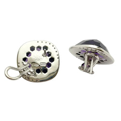 Boucles d'oreilles CREA en or blanc et diamants et améthystes - Castafiore